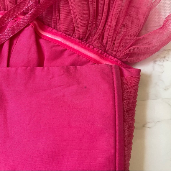 Ranna Gill Strapless Tulle Top Hot Pink Anthropologie Barbiecore Zip Cropped M - Picture 7 of 9